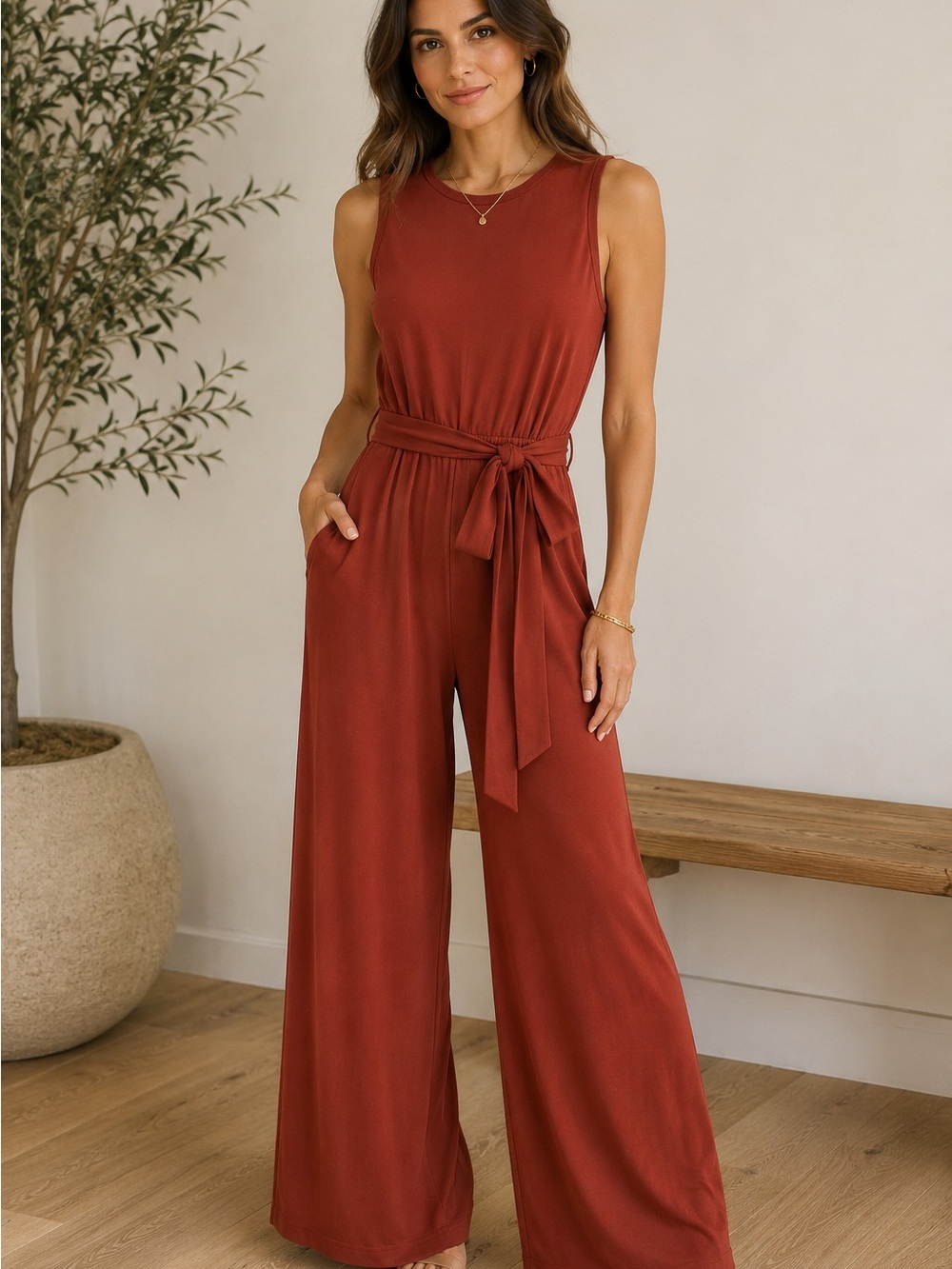 Rust-colored Banana Republic wide-leg jumpsuit - Small